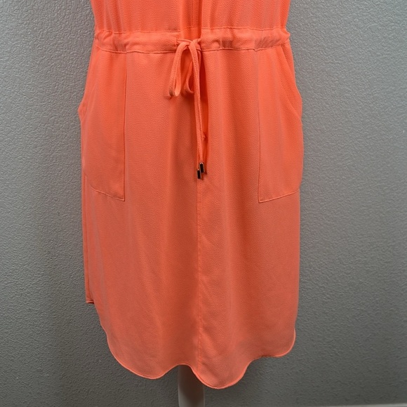 Apt. 9 Neon Orange Summer Vacation Casual V-neck Front Tie Dress Size Medium - Picture 3 of 8
